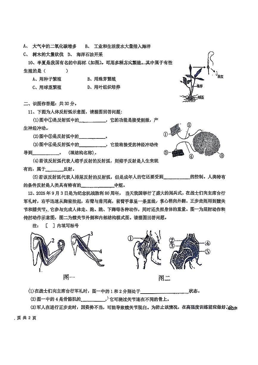湖北省襄阳市襄城区襄城三校2025-2026学年八年级上学期12月期中生物试题第2页
