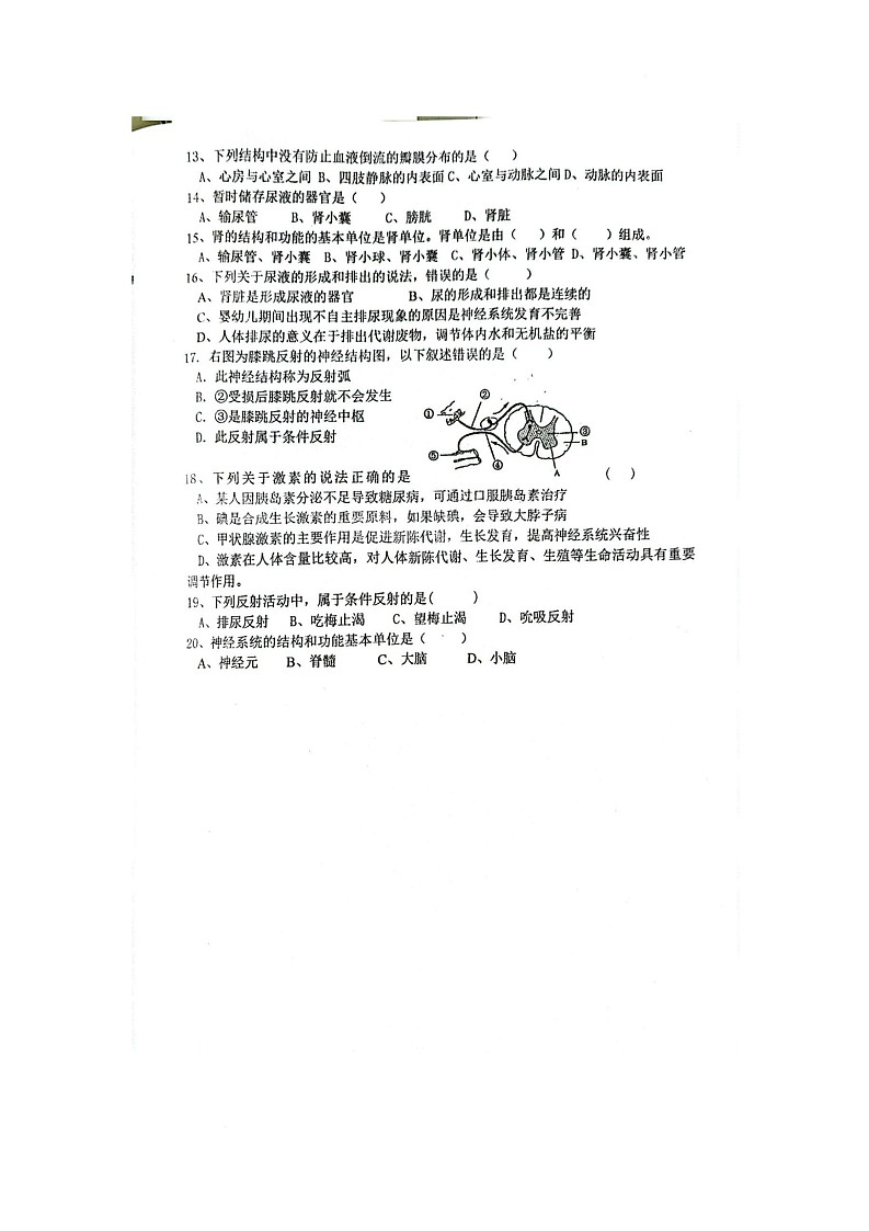 四川省广安市邻水县第五中学校2025-2026学年八年级上学期12月月考生物试题第2页