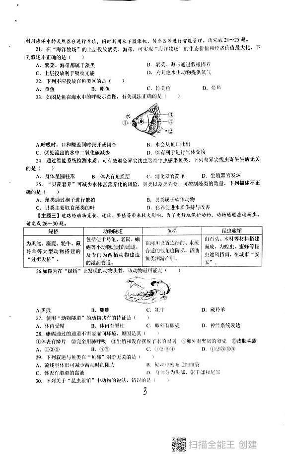 广东省汕头市潮阳区龙港初级中学2025-2026学年七年级上学期第二次月考生物试卷第3页