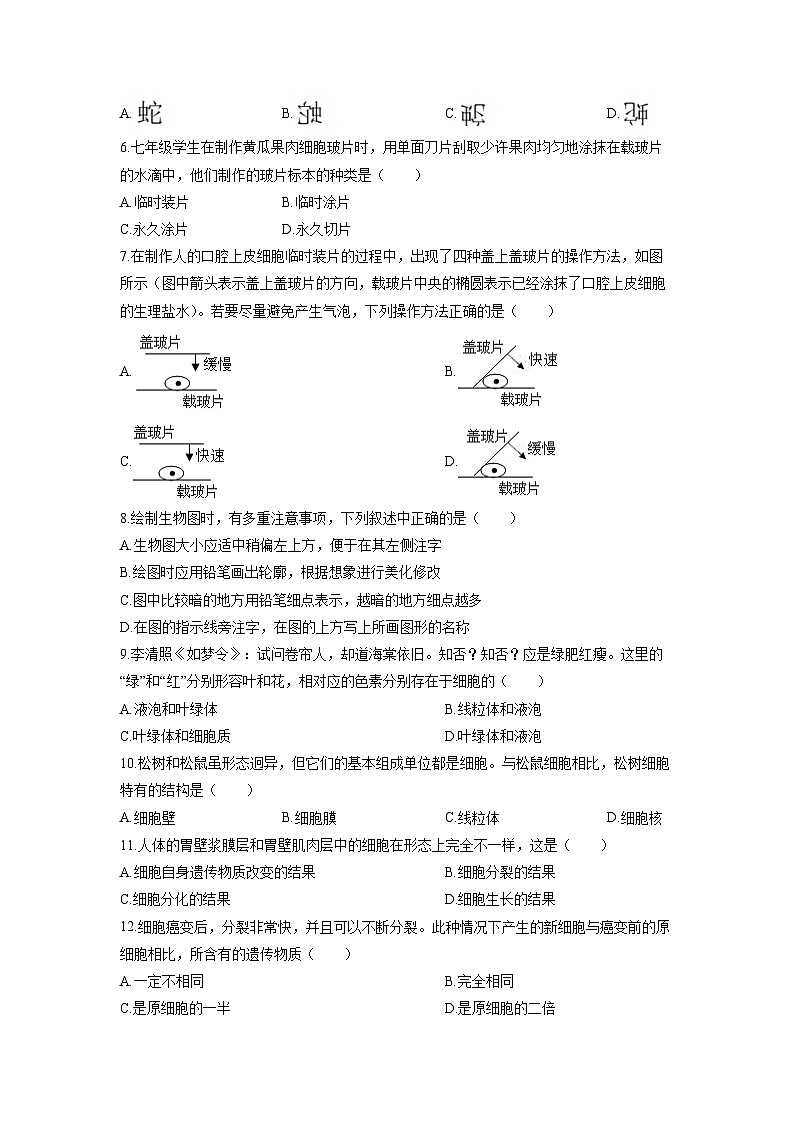 河南省焦作市武陟县2025-2026学年七年级上学期期中生物试卷（学生版）第2页