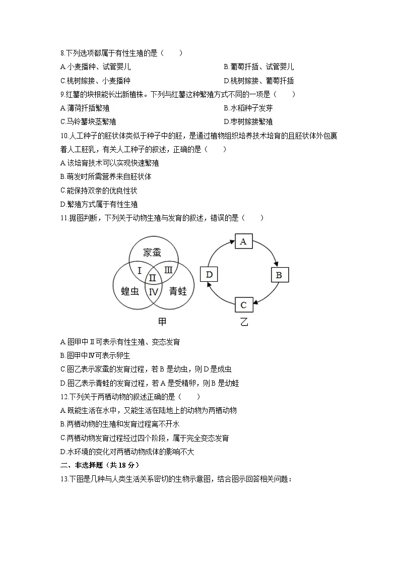 辽宁省本溪市2025-2026学年八年级上学期期中生物试卷（学生版）第2页