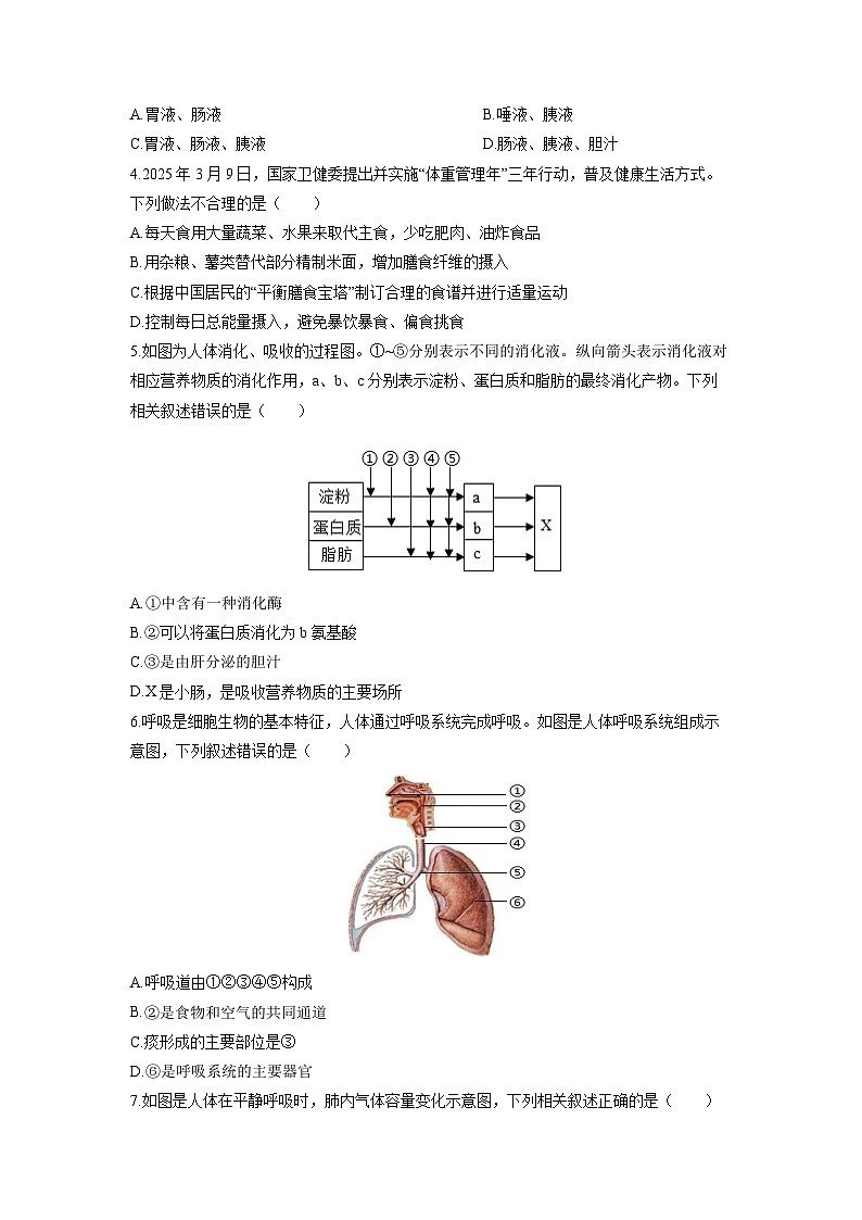 山东省滨州市博兴县教育集团2025-2026学年八年级（五四制）上学期期中生物试卷（学生版）第2页
