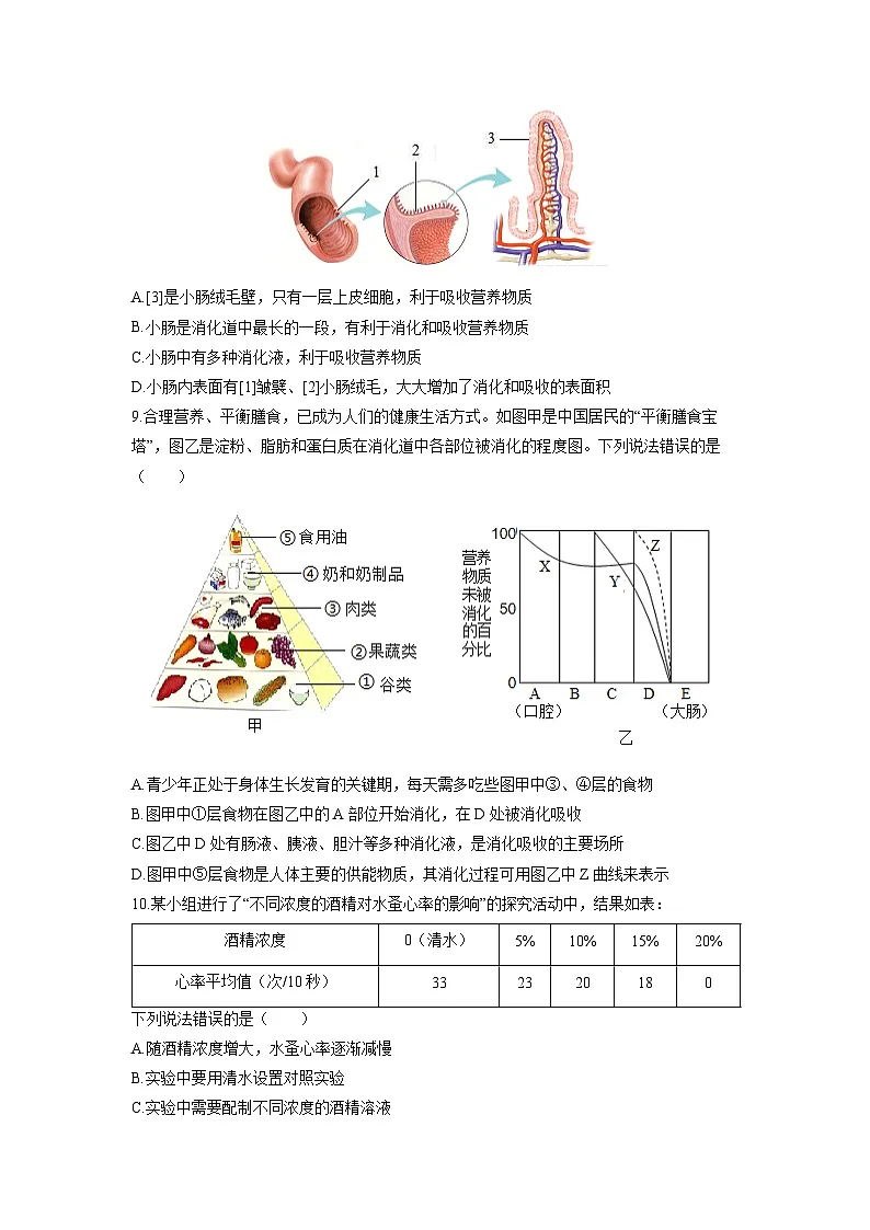 山东省滨州市滨州经济技术开发区2025-2026学年八年级（五四制）上学期期中生物试卷第3页