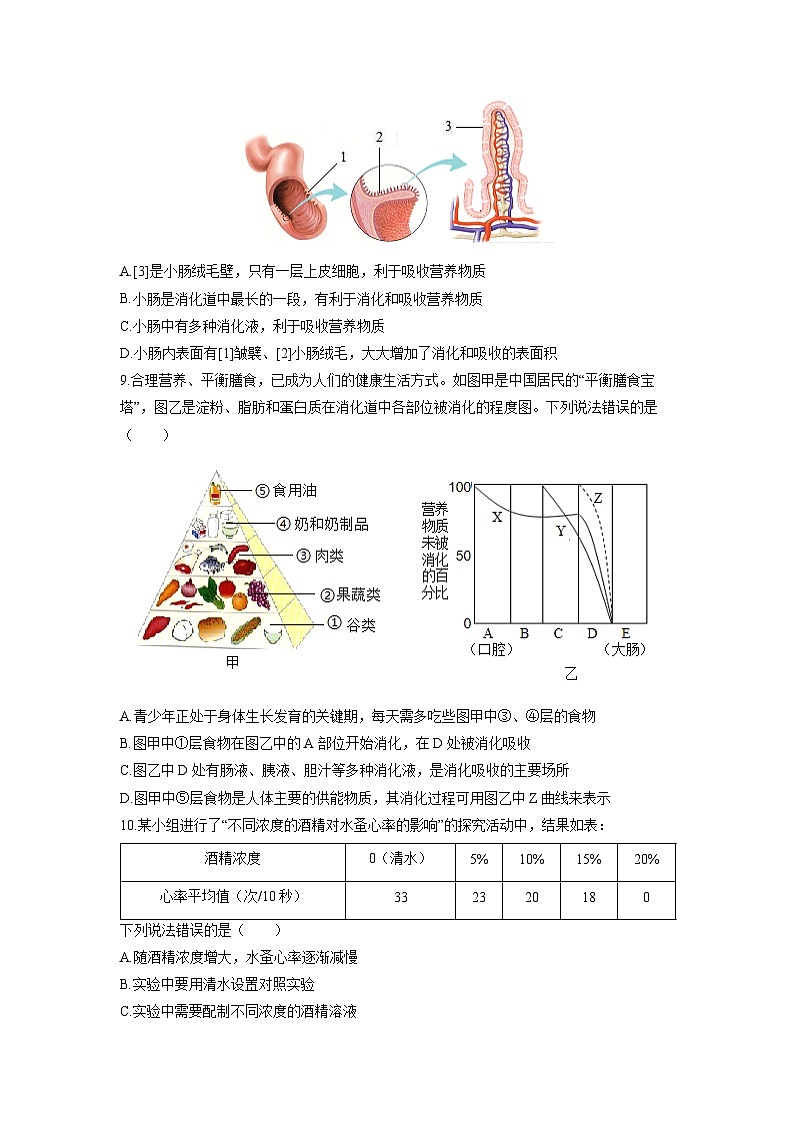 山东省滨州市滨州经济技术开发区2025-2026学年八年级（五四制）上学期期中生物试卷第3页