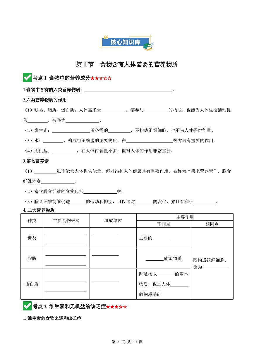 2024版济南版八年级上册生物第5单元高频常考核心知识清单默写版+背诵版第3页
