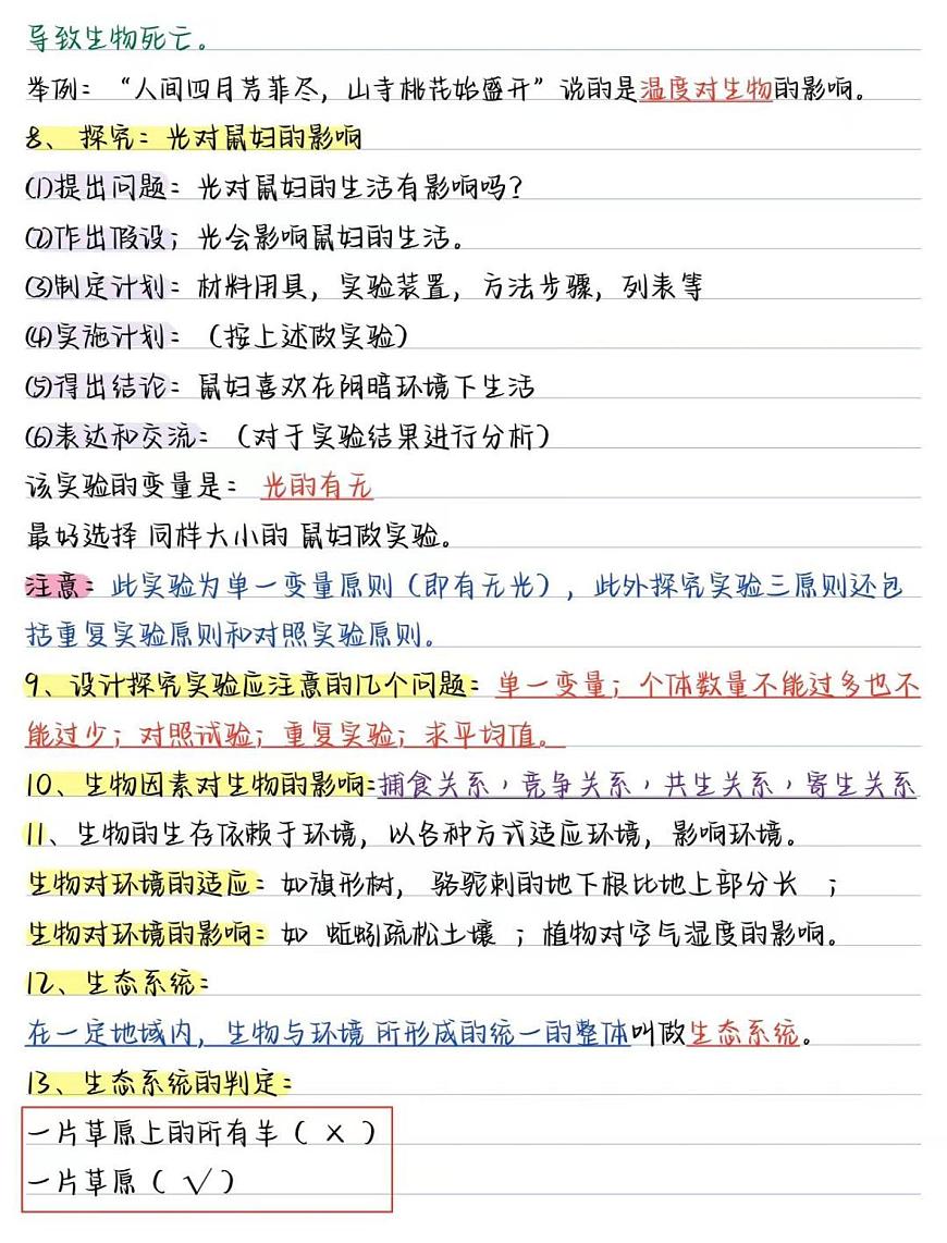 2024版人教版七年级上册生物期末高频常考核心必背知识点汇总第2页