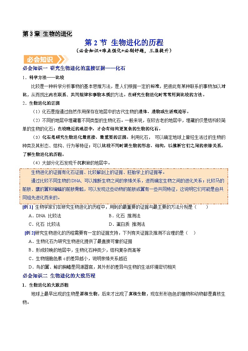 6.3.2 生物进化的历程（提升讲义）生物新教材人教版八年级下册（原卷版）第1页