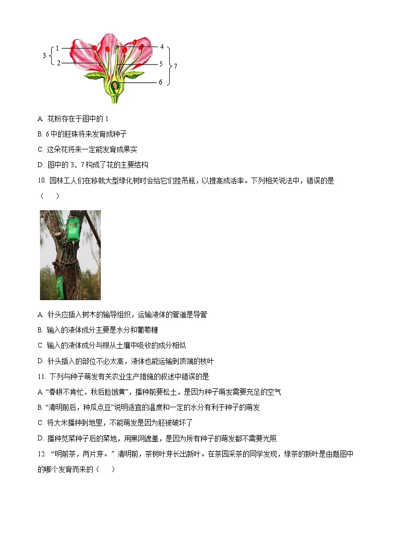 福建省漳州市第三中学七年级下学期3月月考生物试题-A4第3页