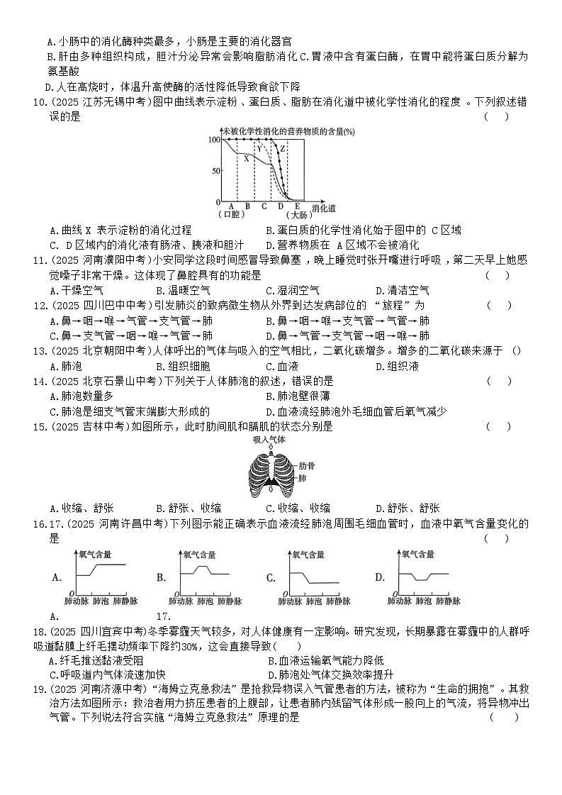 人教版七年级下册生物第四单元《人体生理》专题练习（含答案）第3页