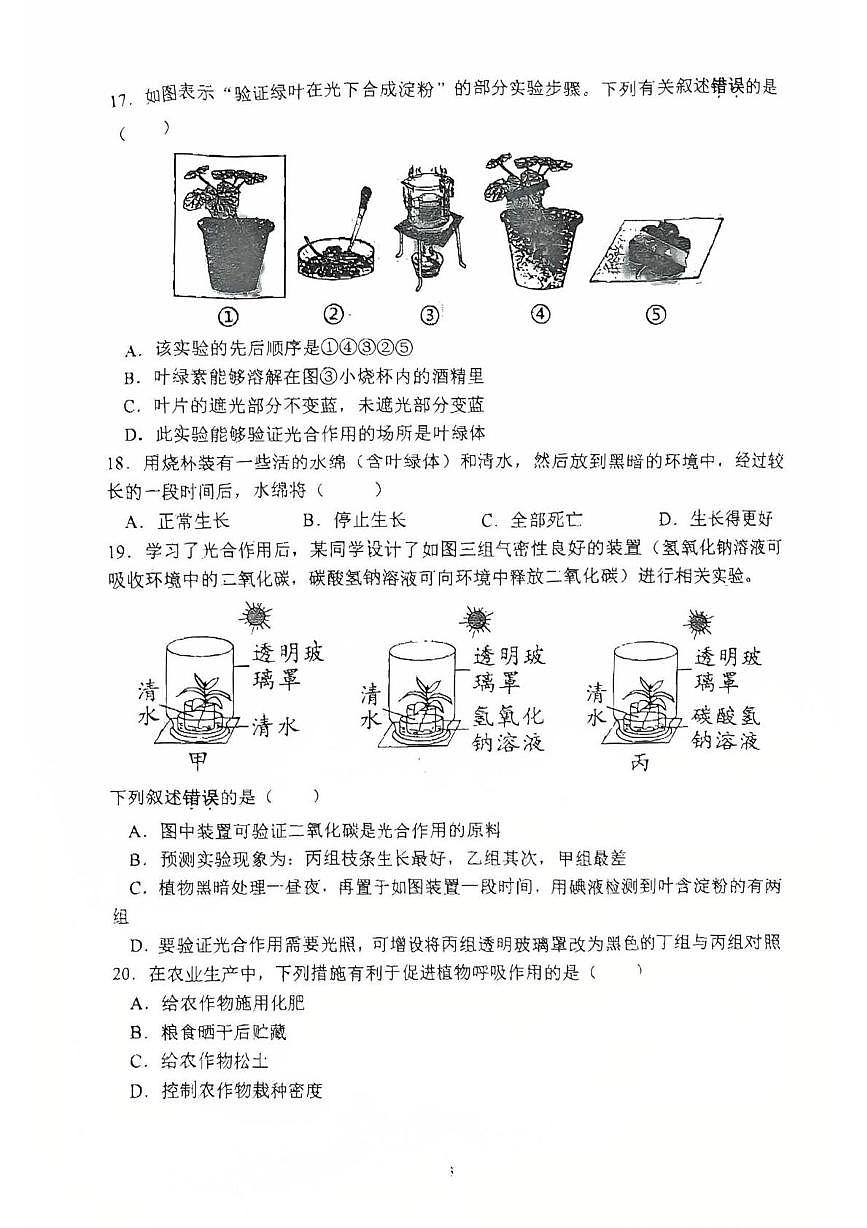 福建省龙岩市长汀县第四中学2025-2026学年七年级上学期12月月考生物试题第3页