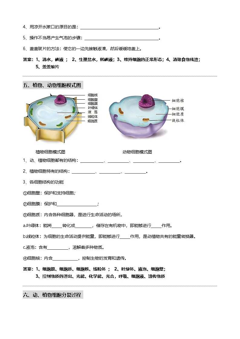 中考第一轮复习初中生物重要识图填空速记50个含答案第3页