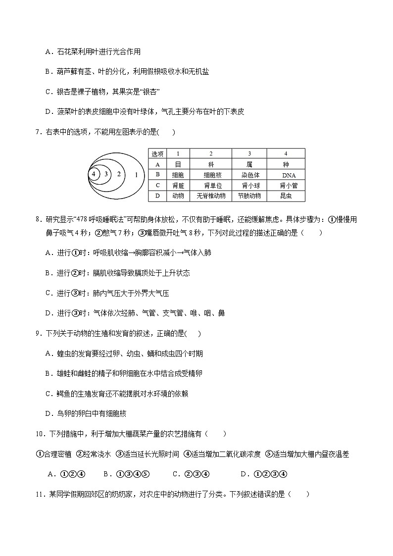 2024年中考生物（江西）第二次模拟考试（含答案）第2页