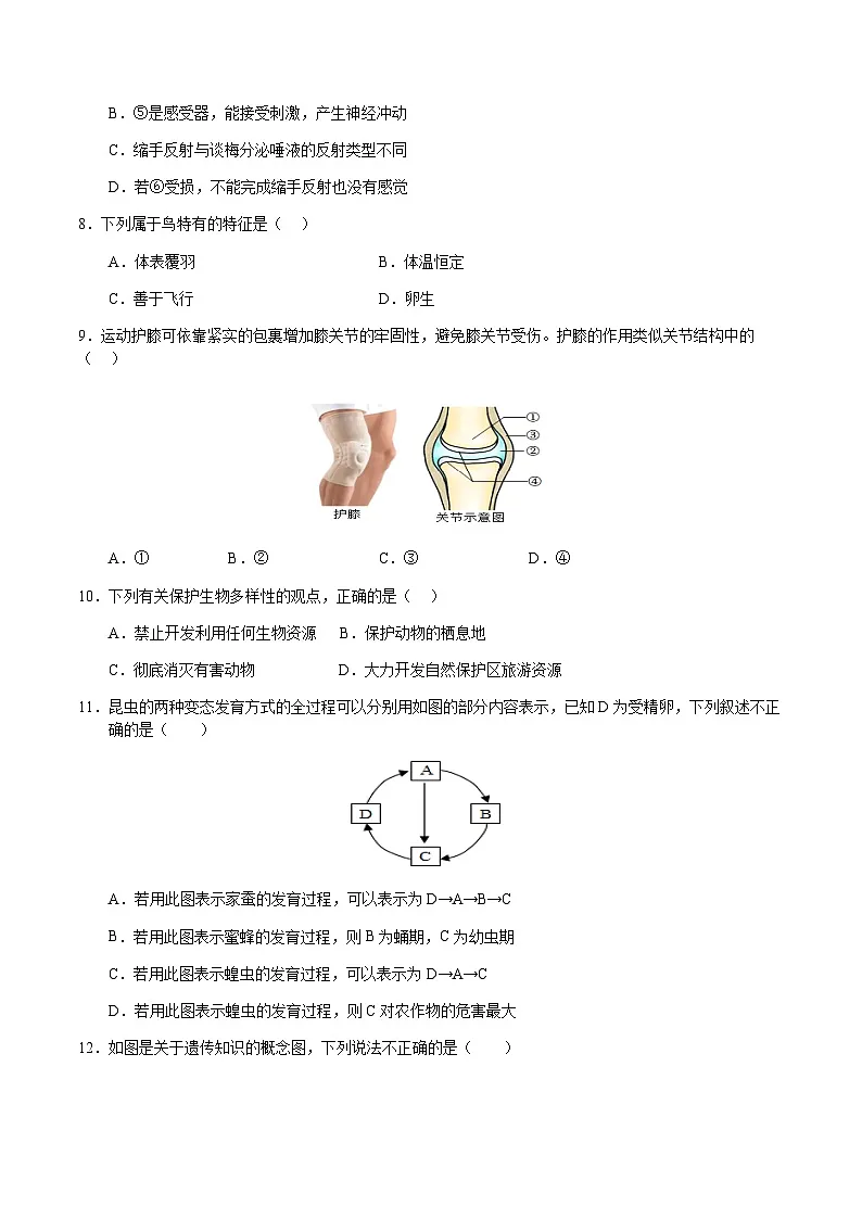 2024年中考生物（连云港）第二次模拟考试（含答案）第3页