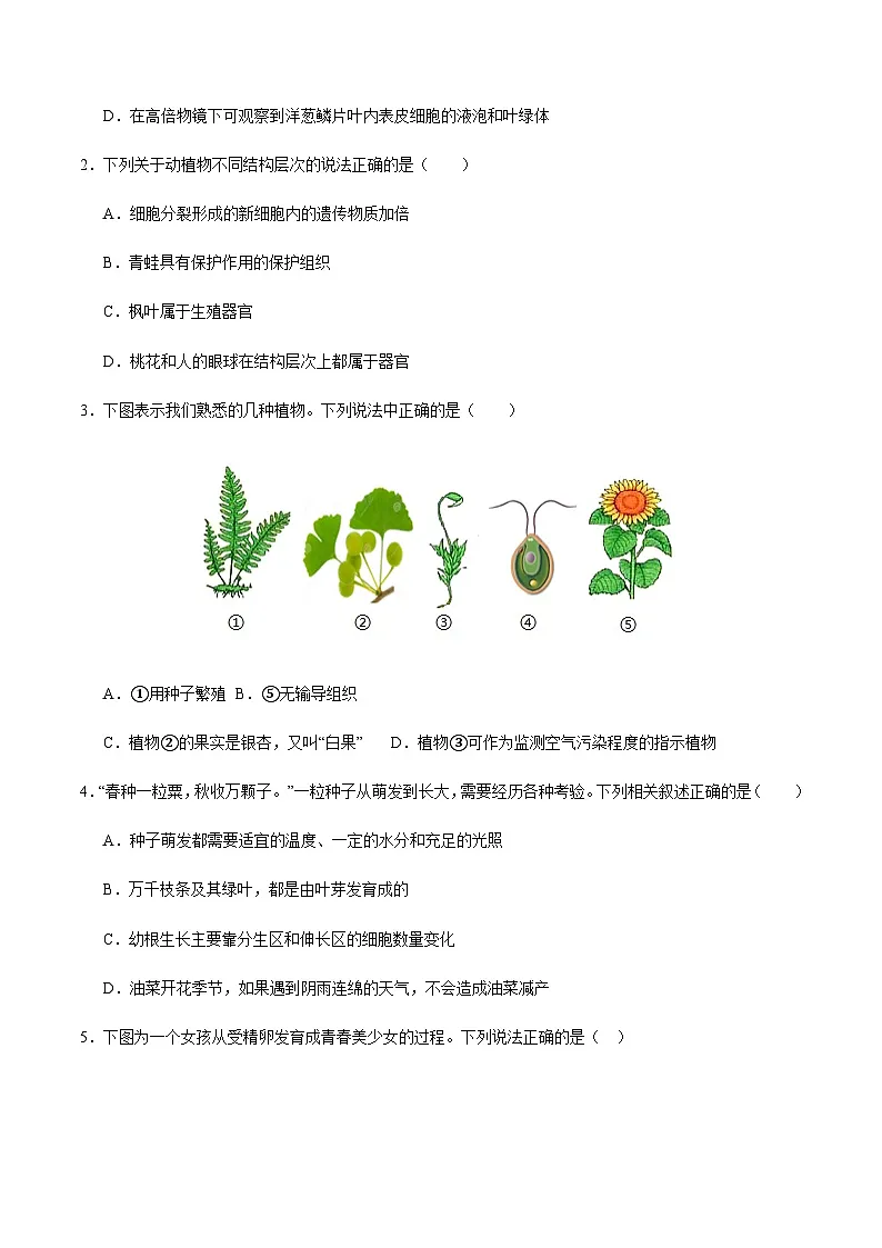 2024年中考生物（辽宁）第二次模拟考试（含答案）第2页