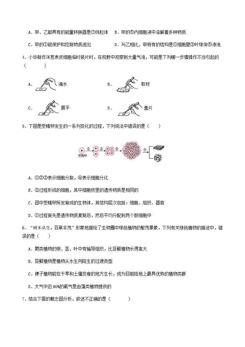 2024年中考生物（云南）第二次模拟考试（含答案）第2页
