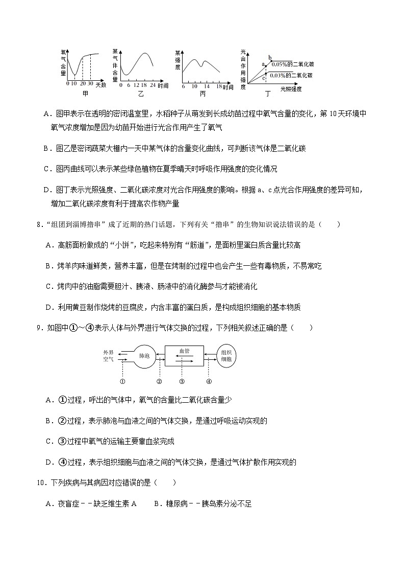 2024年中考生物（济南）第一次模拟考试（含答案）第3页