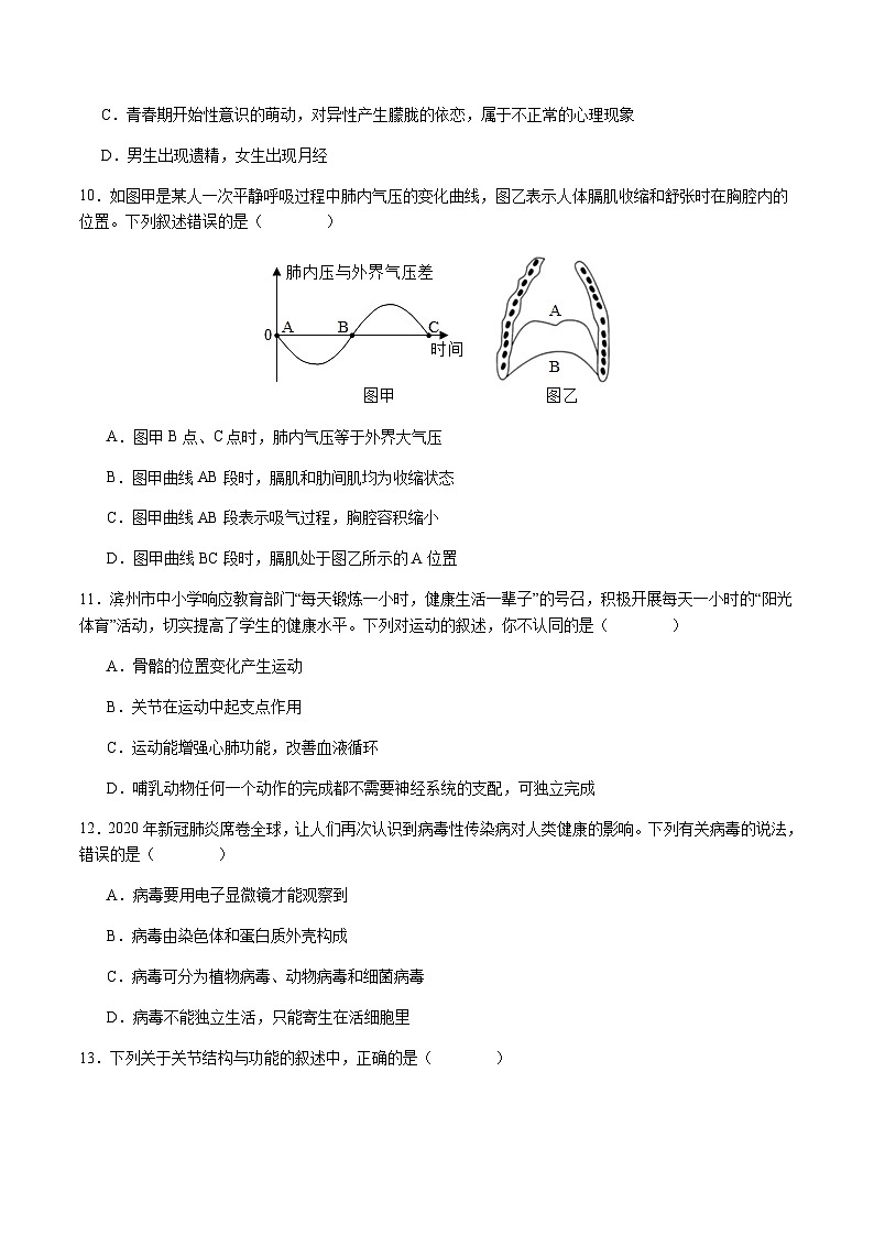 2024年中考生物（全国）第一次模拟考试（含答案）第3页