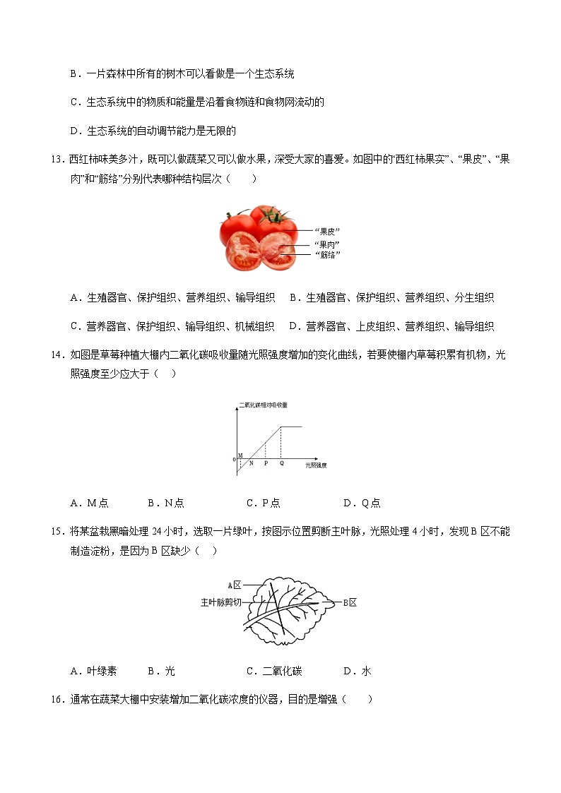 2024年中考生物（新疆）第一次模拟考试（含答案）第3页