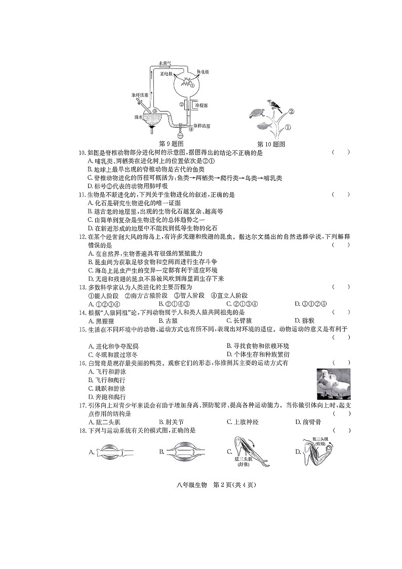 【8生（SJ）期末】滁州市凤阳县2024-2025学年八年级上学期1月期末生物试题第2页