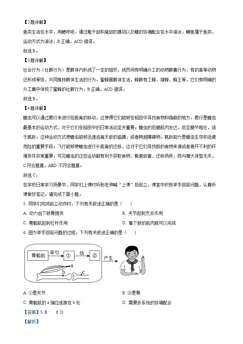 福建省龙岩市八年级上学期期末生物试题（解析版）-A4第2页