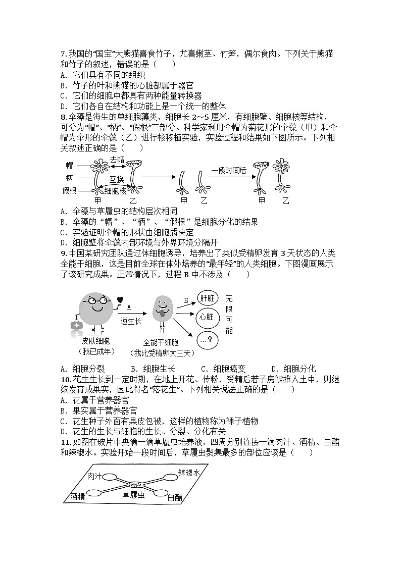河南省郑州市二七区联考2024-2025学年七年级上学期期末生物试题第2页