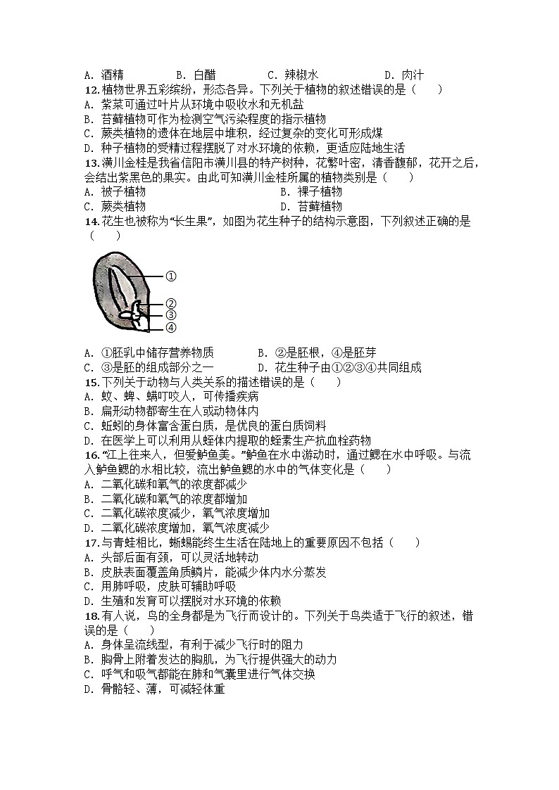 河南省郑州市二七区联考2024-2025学年七年级上学期期末生物试题第3页