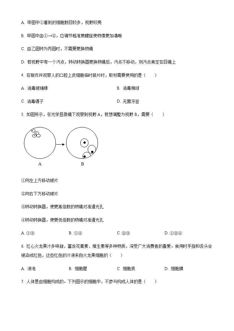 广东省广州市2024-2025学年七年级上学期期末生物试题（含答案）第2页