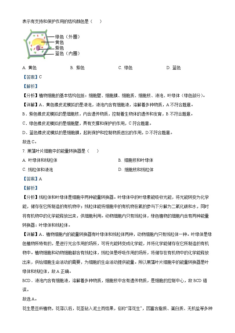 福建省宁德市霞浦县七年级上学期期中生物学试题（解析版）-A4第3页
