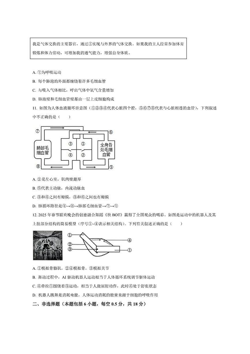 2025-2026学年辽宁省沈阳市和平区八年级上学期期末生物试题（有答案）第3页