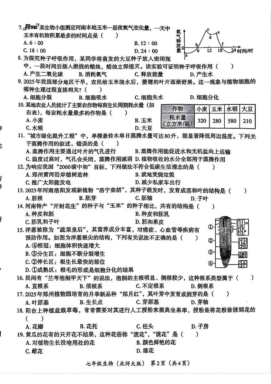 河南省新乡市部分学校联考2025-2026学年七年级上学期期末质检生物试卷第2页