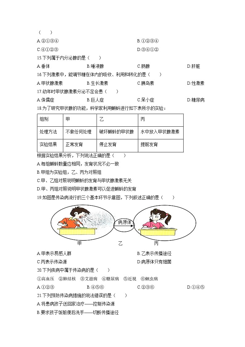 2025-2026学年广东省东莞市八年级上学期期中生物试卷（学生版）第3页