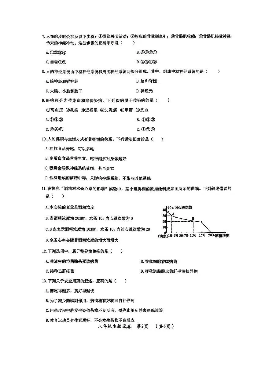 黑龙江省哈尔滨市松北区2025-2026学年八年级上学期生物期末试卷第2页
