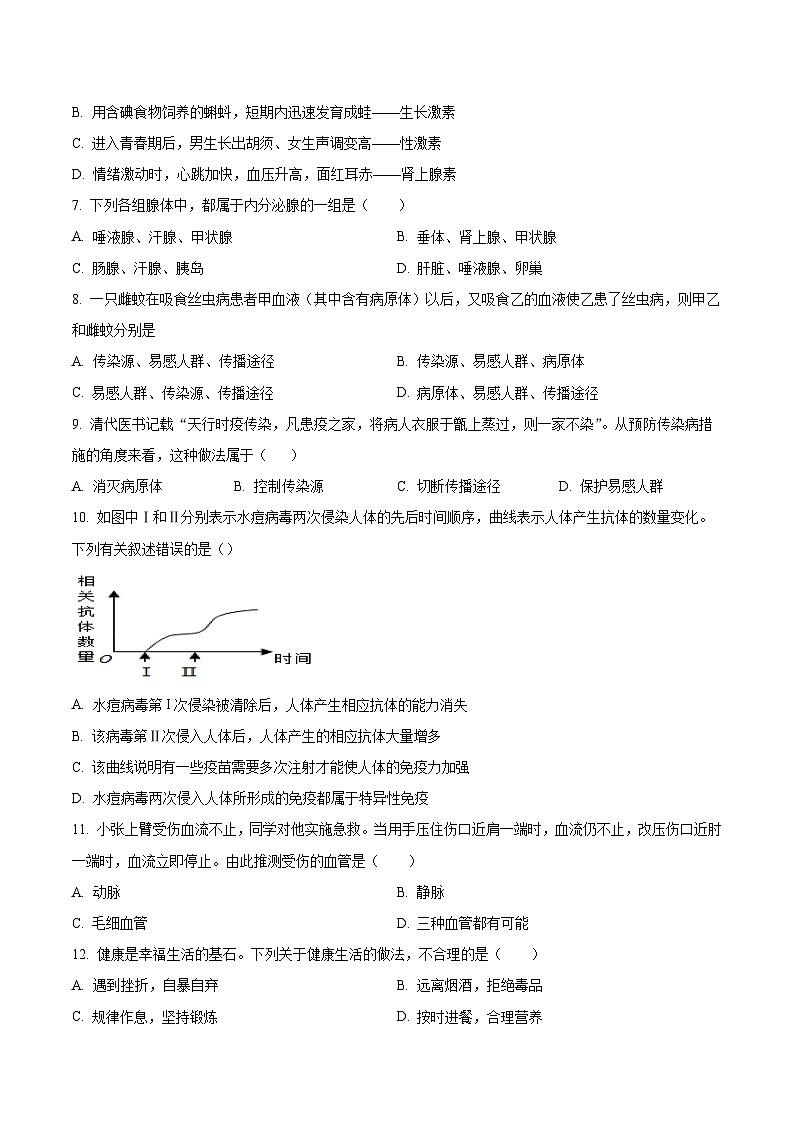 安徽省淮北市濉溪县部分校联考2025-2026学年八年级上学期12月月考生物试题第2页