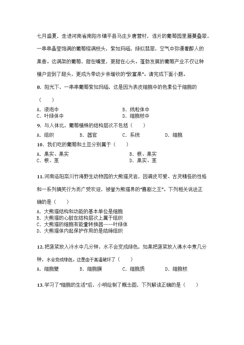 河南省开封市杞县2025-2026学年七年级上学期期中生物学试题第3页