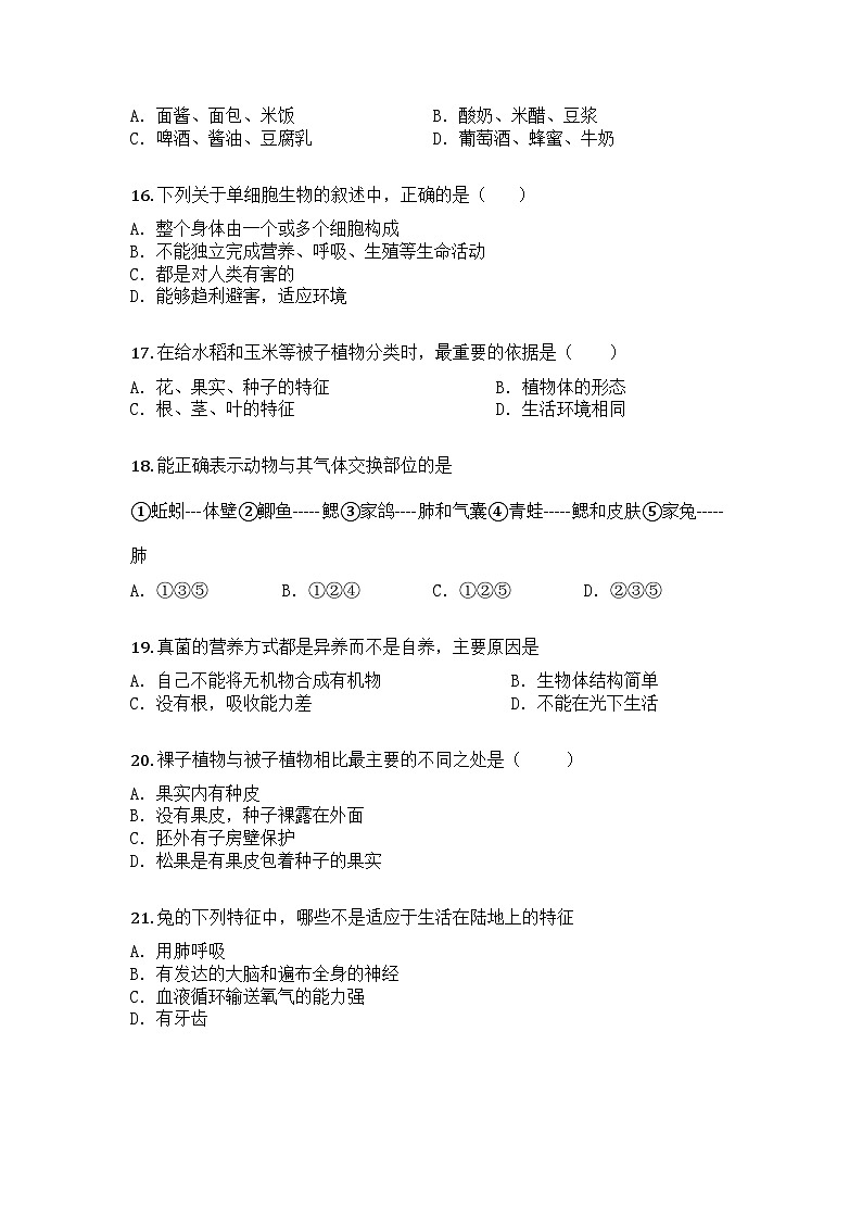河南省洛阳市新安县2024-2025学年七年级上学期期末生物试题第3页