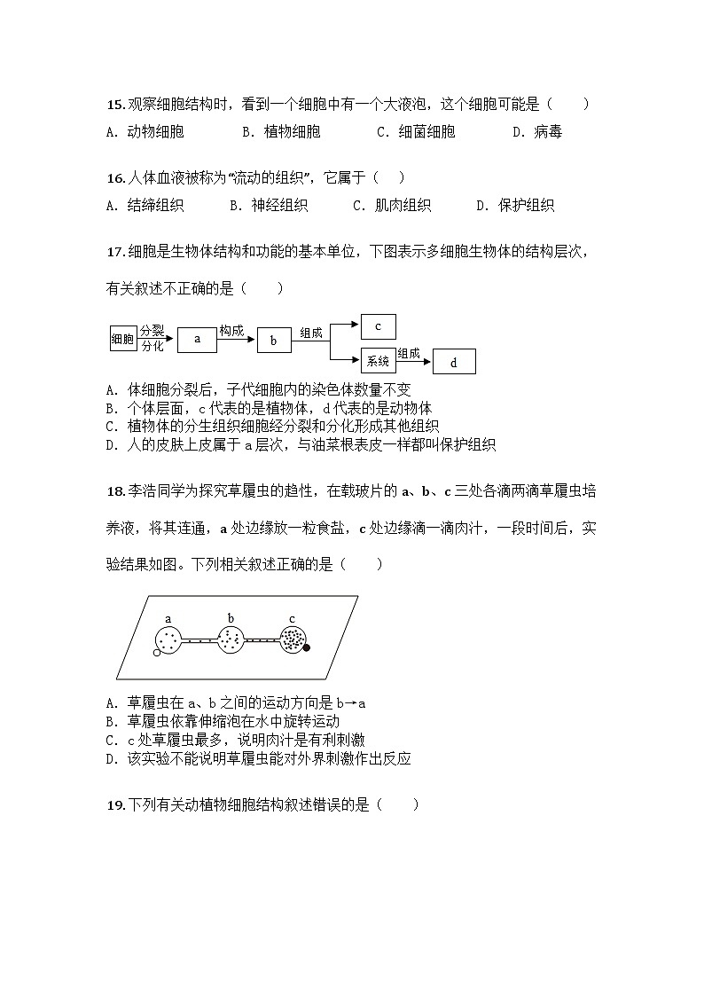 河南省平顶山市第四十四中学2025-2026学年七年级上学期第一次月考生物试题第3页