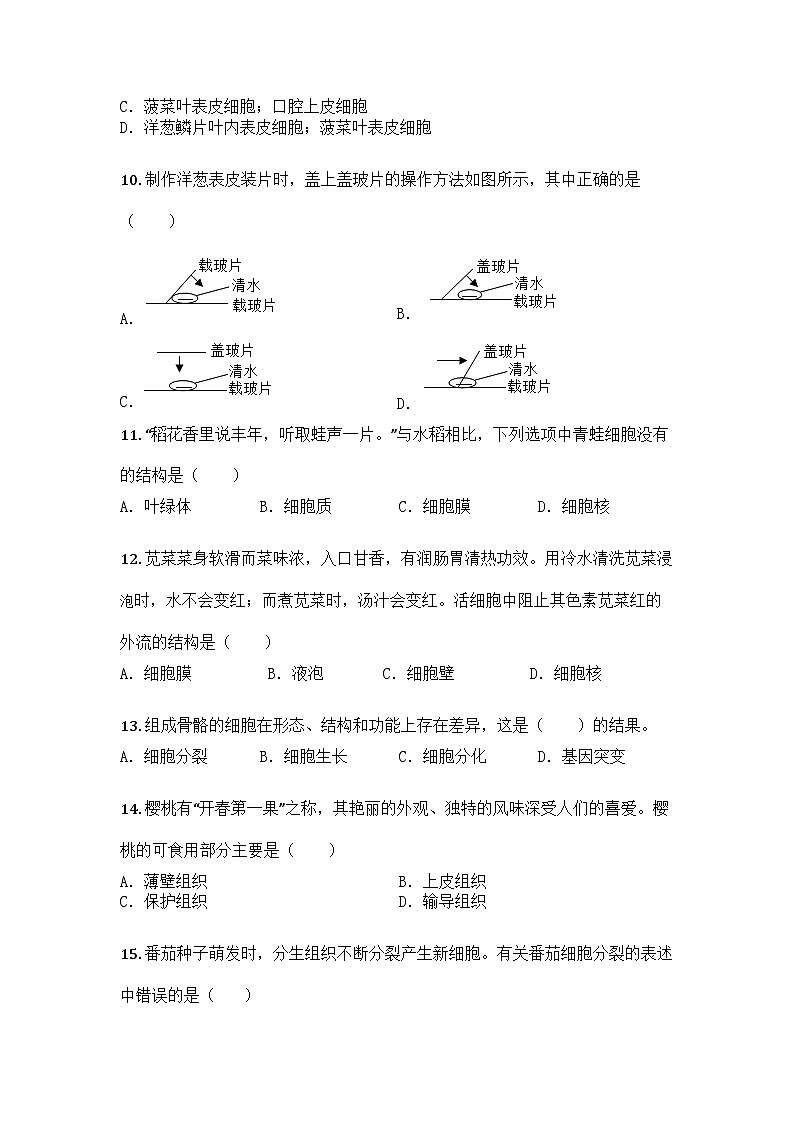 河南省平顶山市鲁山县第七教研区2025-2026学年七年级上学期10月月考生物试题第3页