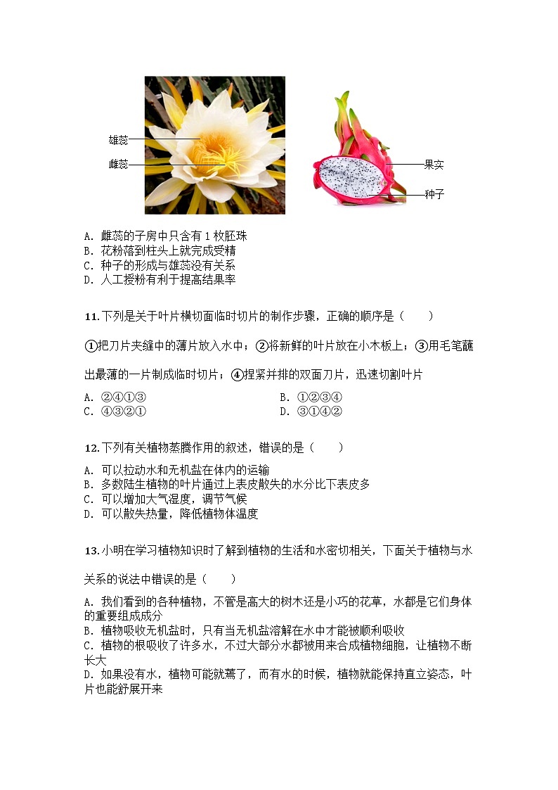 河南省信阳市固始县部分学校2024-2025学年七年级下学期第一次月考生物学试题第3页