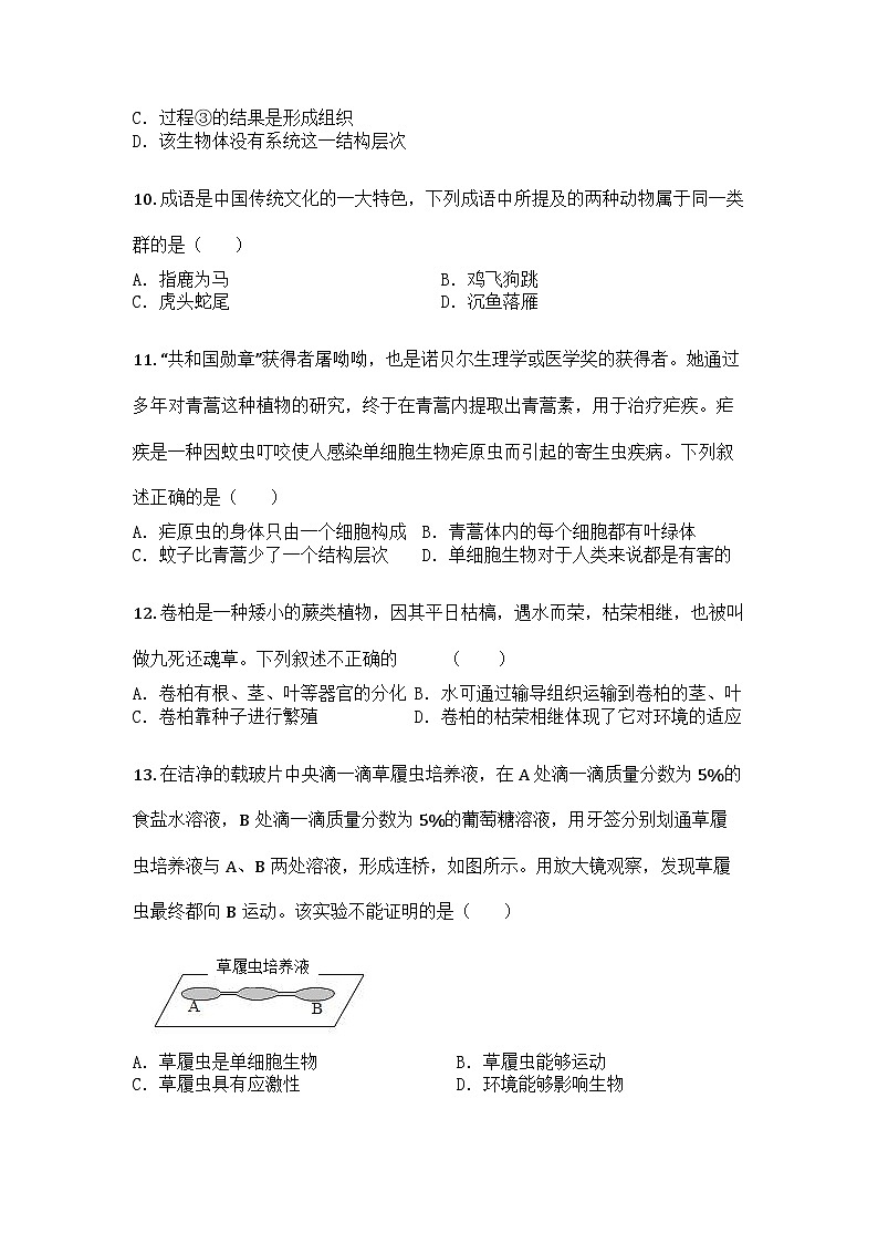 河南省周口市部分学校2025-2026学年七年级上学期12月月考生物试题第3页