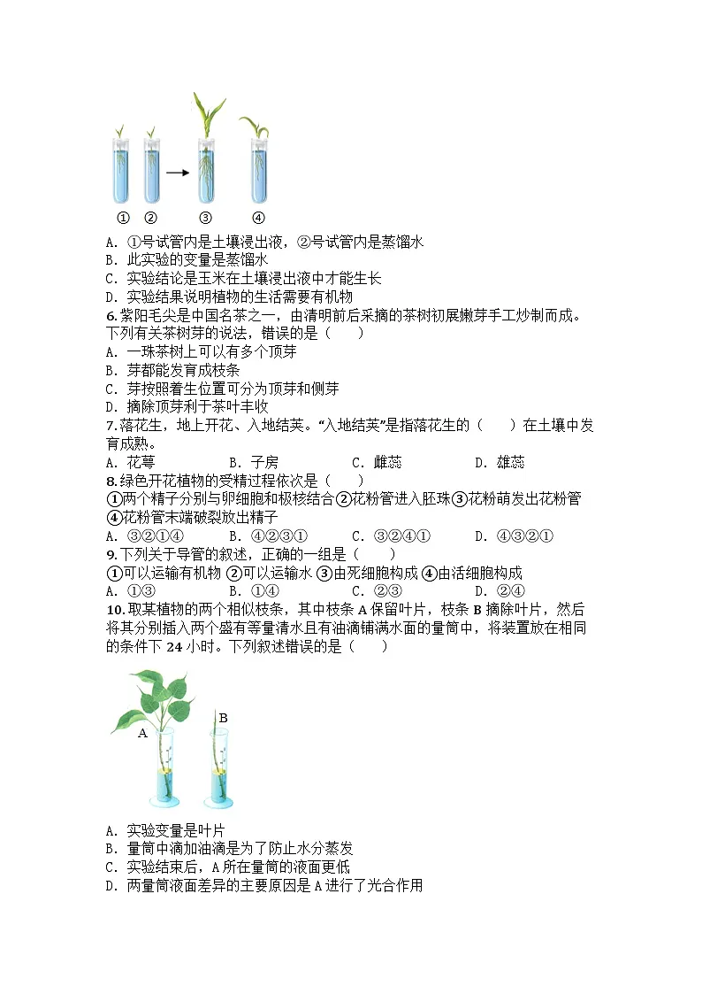 河南省驻马店市平舆县2024-2025学年七年级下学期期中生物试题第2页