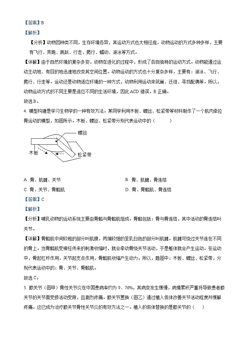 福建省龙岩市漳平市八年级上学期期中生物试题（解析版）-A4第2页