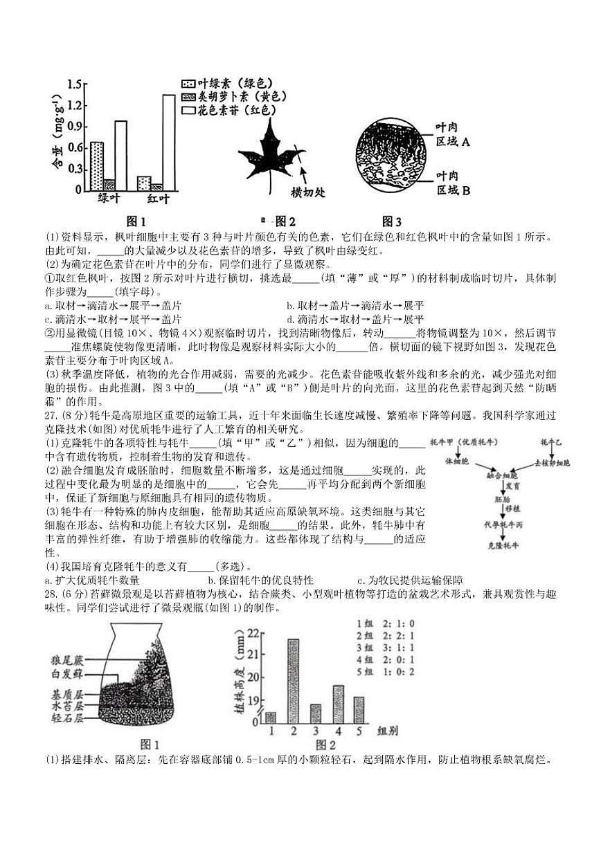 2025-2026学年北京市十四中七年级上学期期末生物_(无答案_)试卷第3页