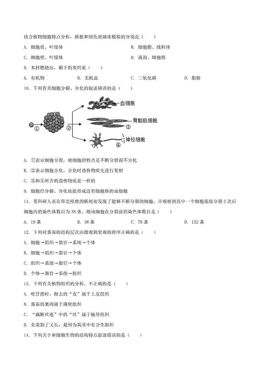 2025-2026学年广东省茂名市高州市四校联考七年级上学期12月月考生物试卷（有答案）第3页