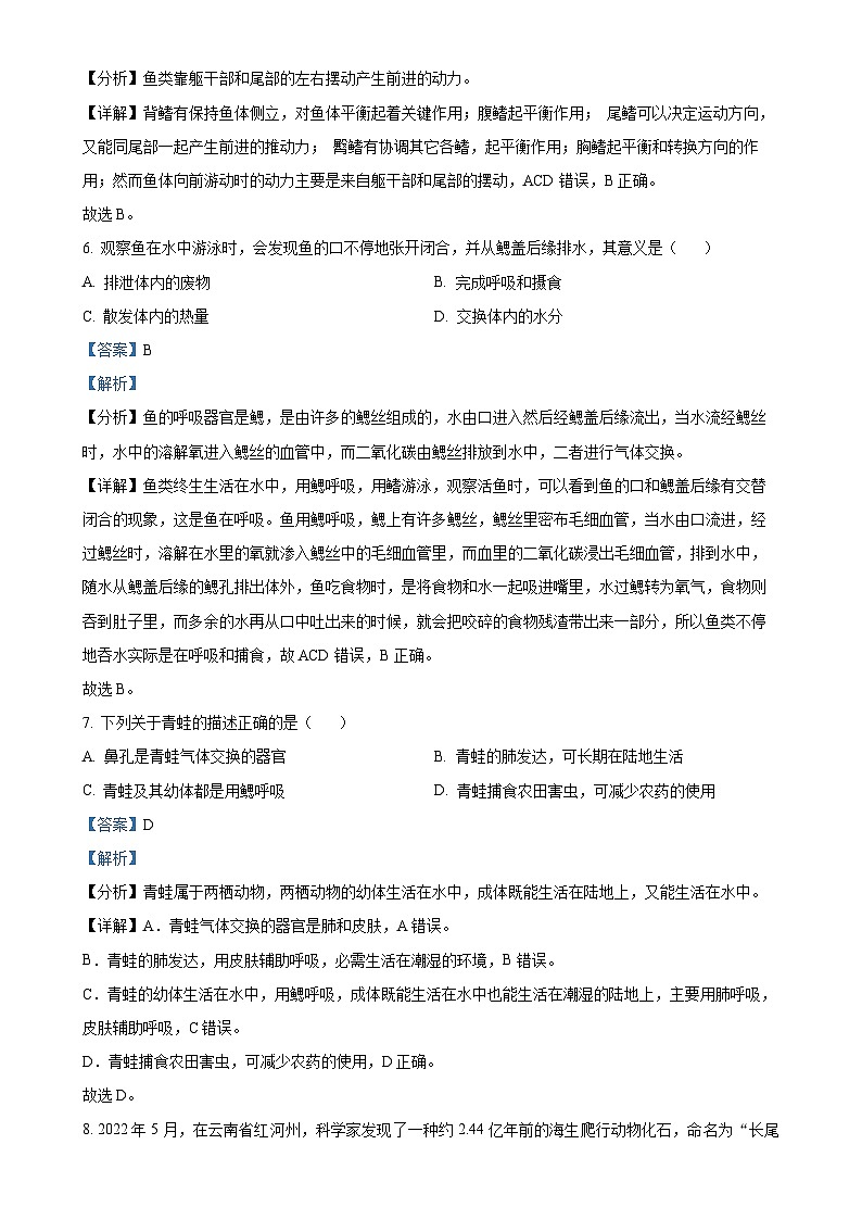 甘肃省陇南市武都区八年级上学期期中生物学试题（解析版）-A4第3页
