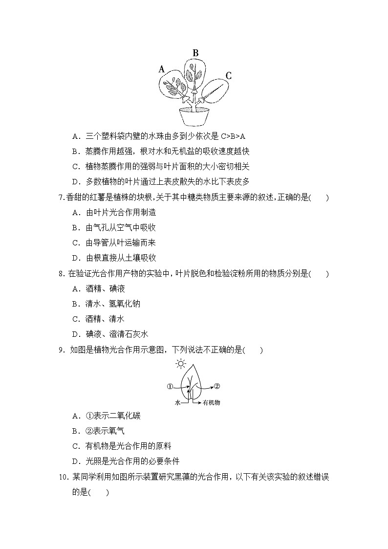 2025-2026学年人教版生物七年级下册第三单元第二章检测卷（含答案）第2页