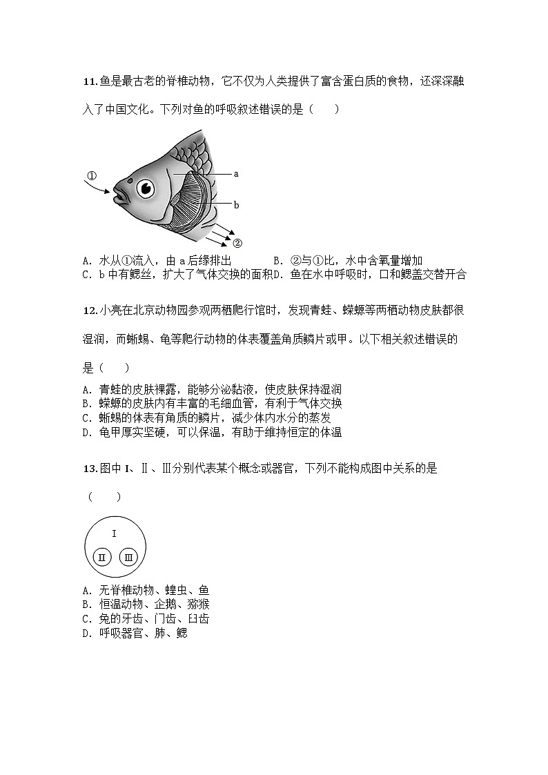 河南省焦作市武陟县2024-2025学年七年级上学期期末生物试题第3页