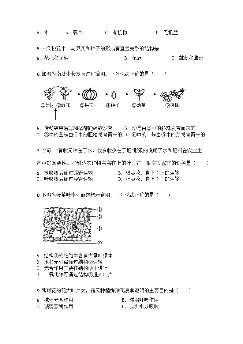 河南省开封市杞县2024-2025学年七年级下学期期末生物试题第2页
