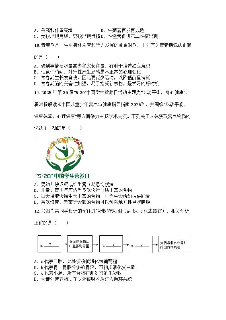 河南省南阳市邓州市2024-2025学年七年级下学期期末生物试题第3页