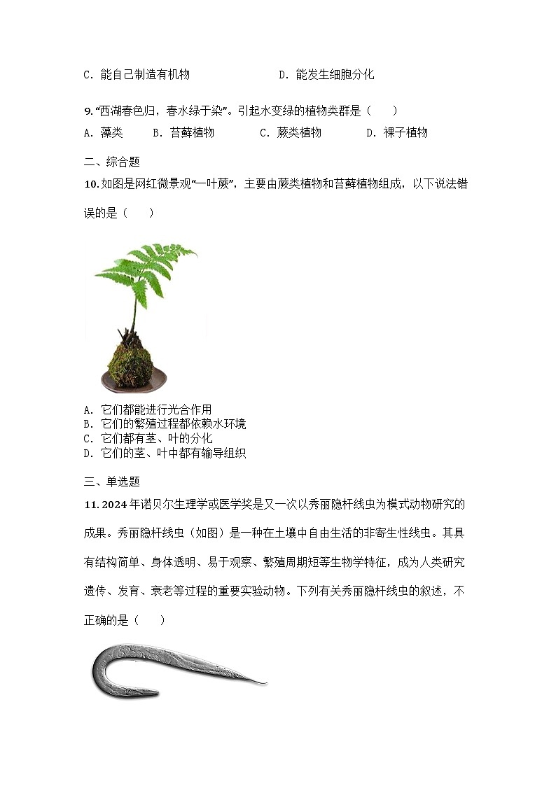 河南省平顶山市鲁山县2024-2025学年七年级上学期期末生物试题第3页