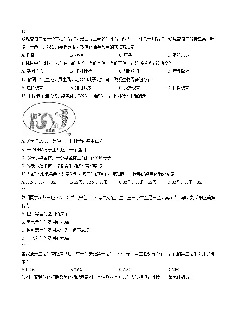 河北省廊坊市广阳区2025_2026学年七年级上学期1月期末生物试题(文字版含答案)第3页